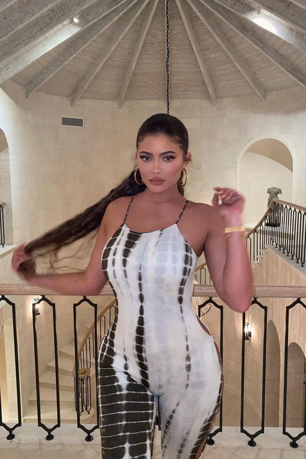 Hollow Back Print Jumpsuit