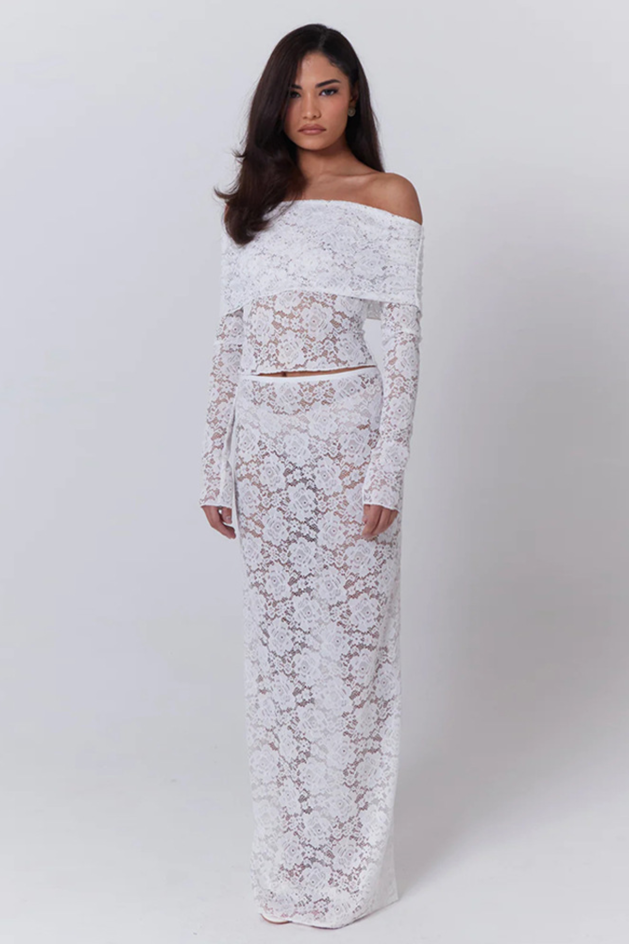 Ivory Lace Maxi Set