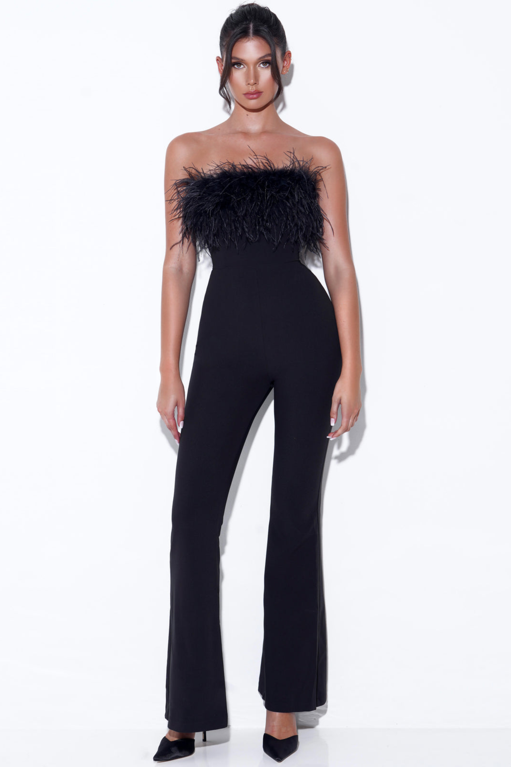 Black Feather Jumpsuit