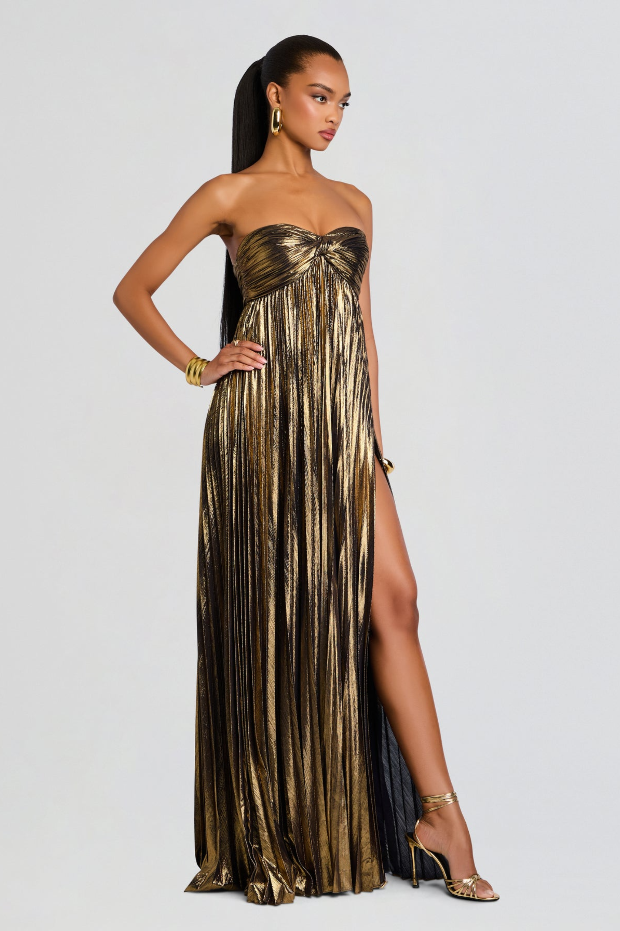 Metallic Strapless Maxi
