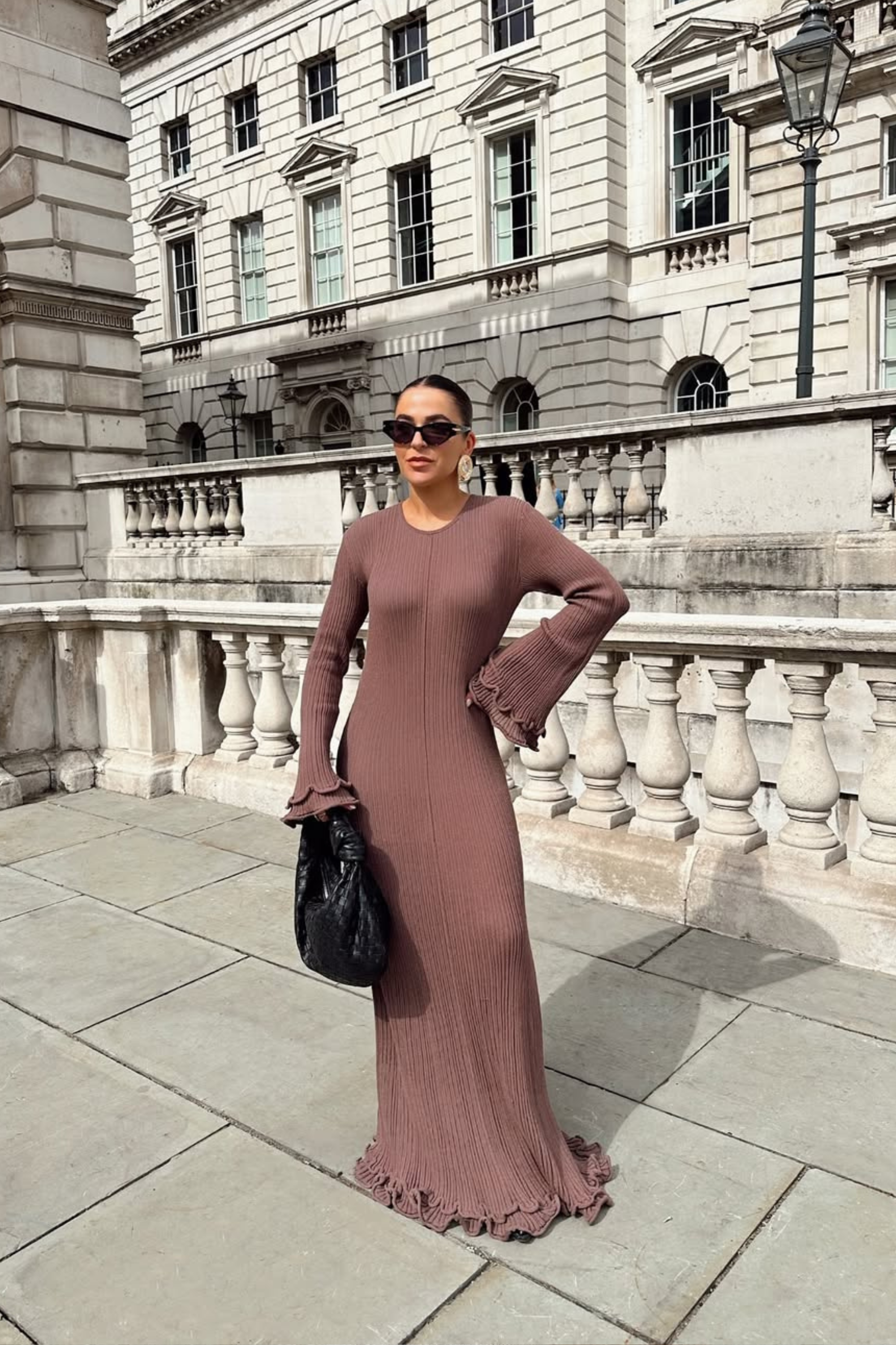 Ribbed Ruffle Maxi Dress