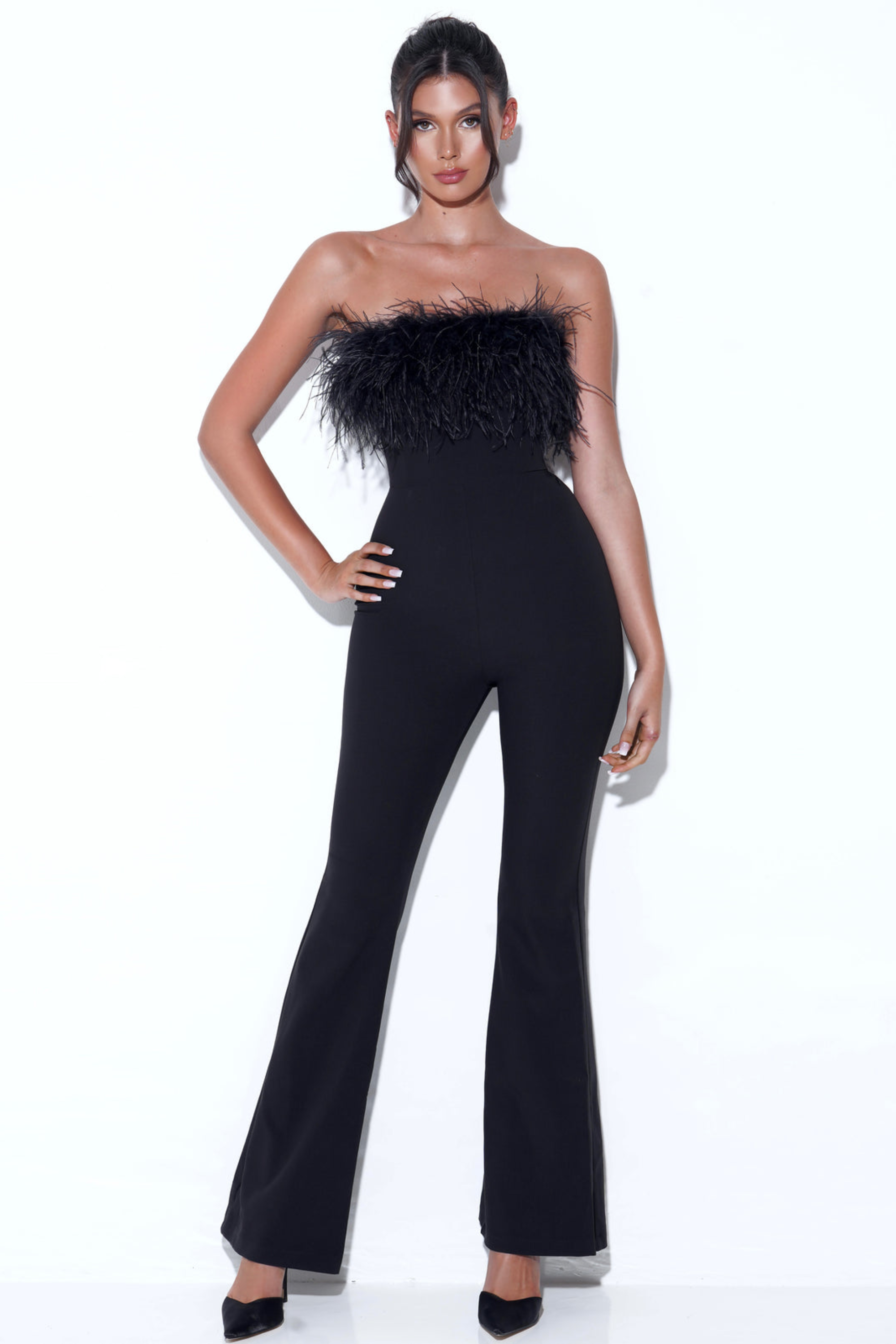 Black Feather Jumpsuit