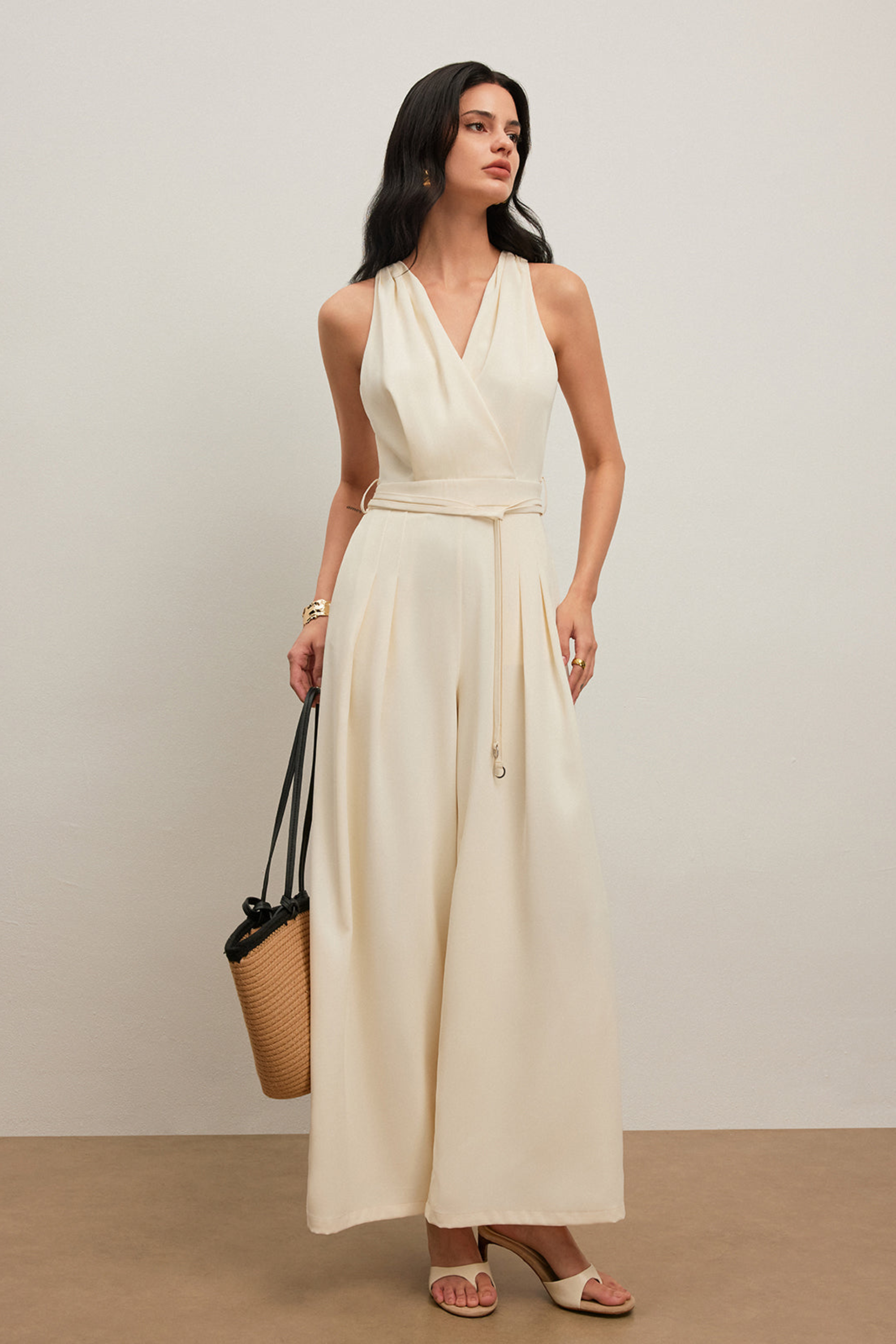 V Neck Sleeveless Jumpsuit