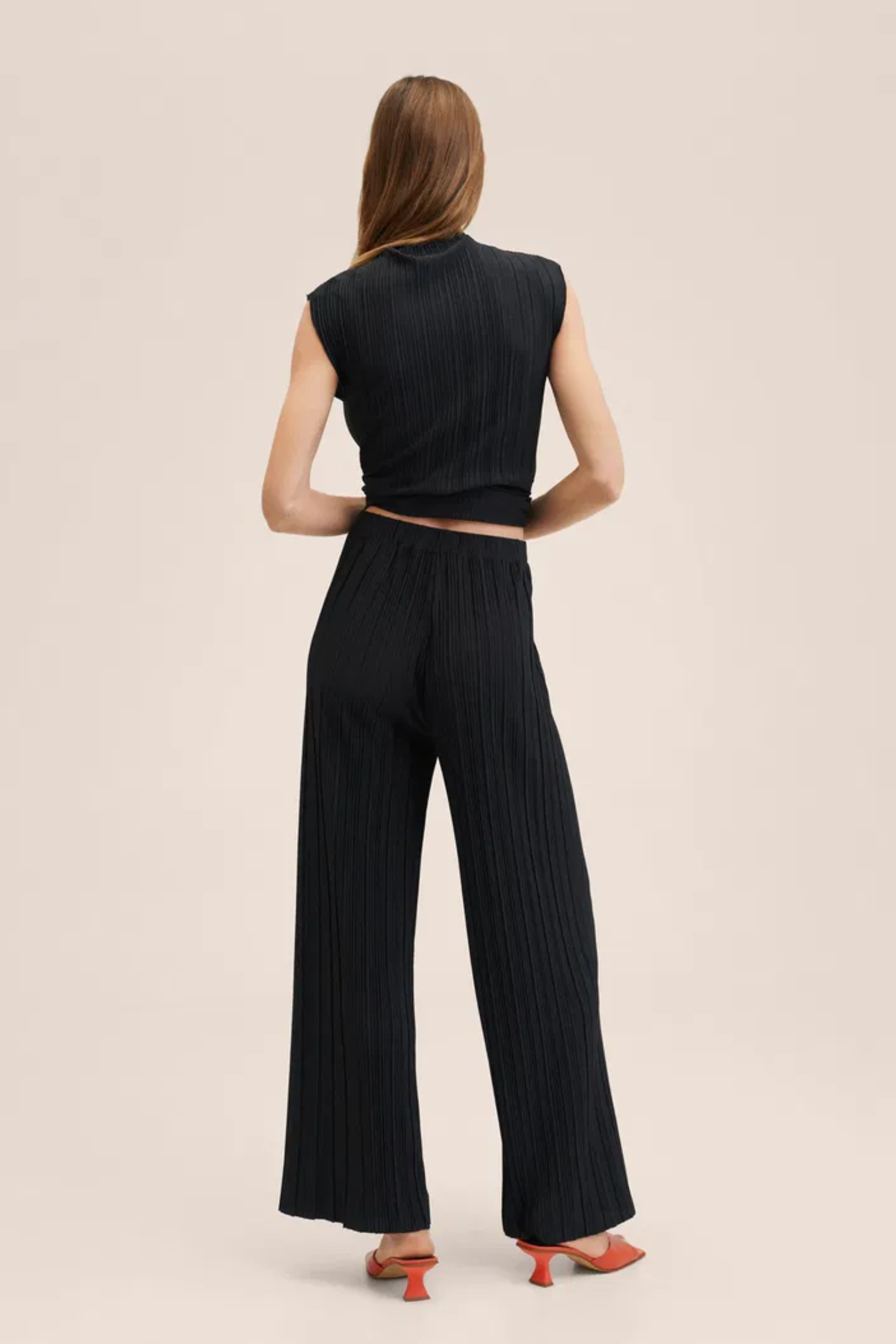 Black Pleated Co Ord Set