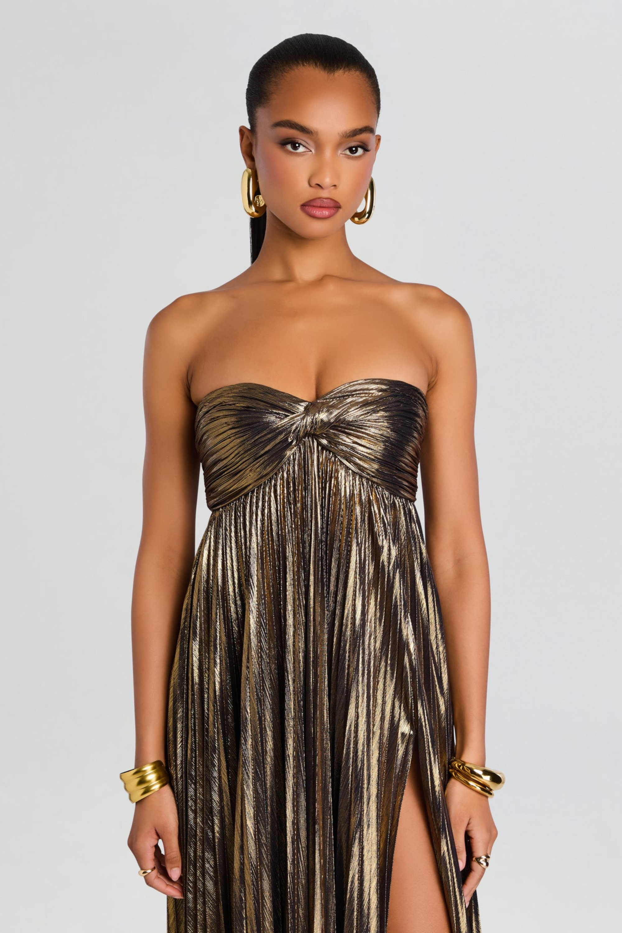 Metallic Strapless Maxi