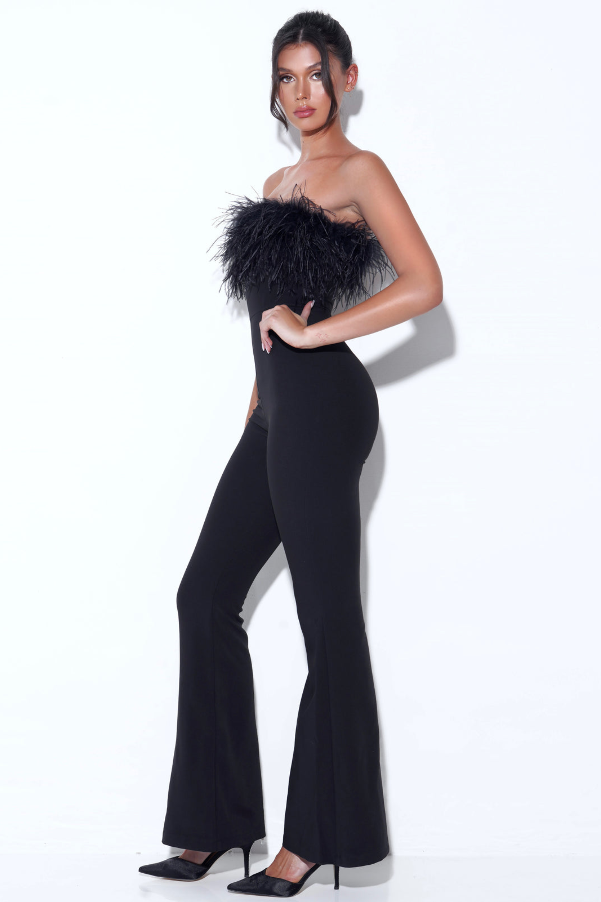 Black Feather Jumpsuit