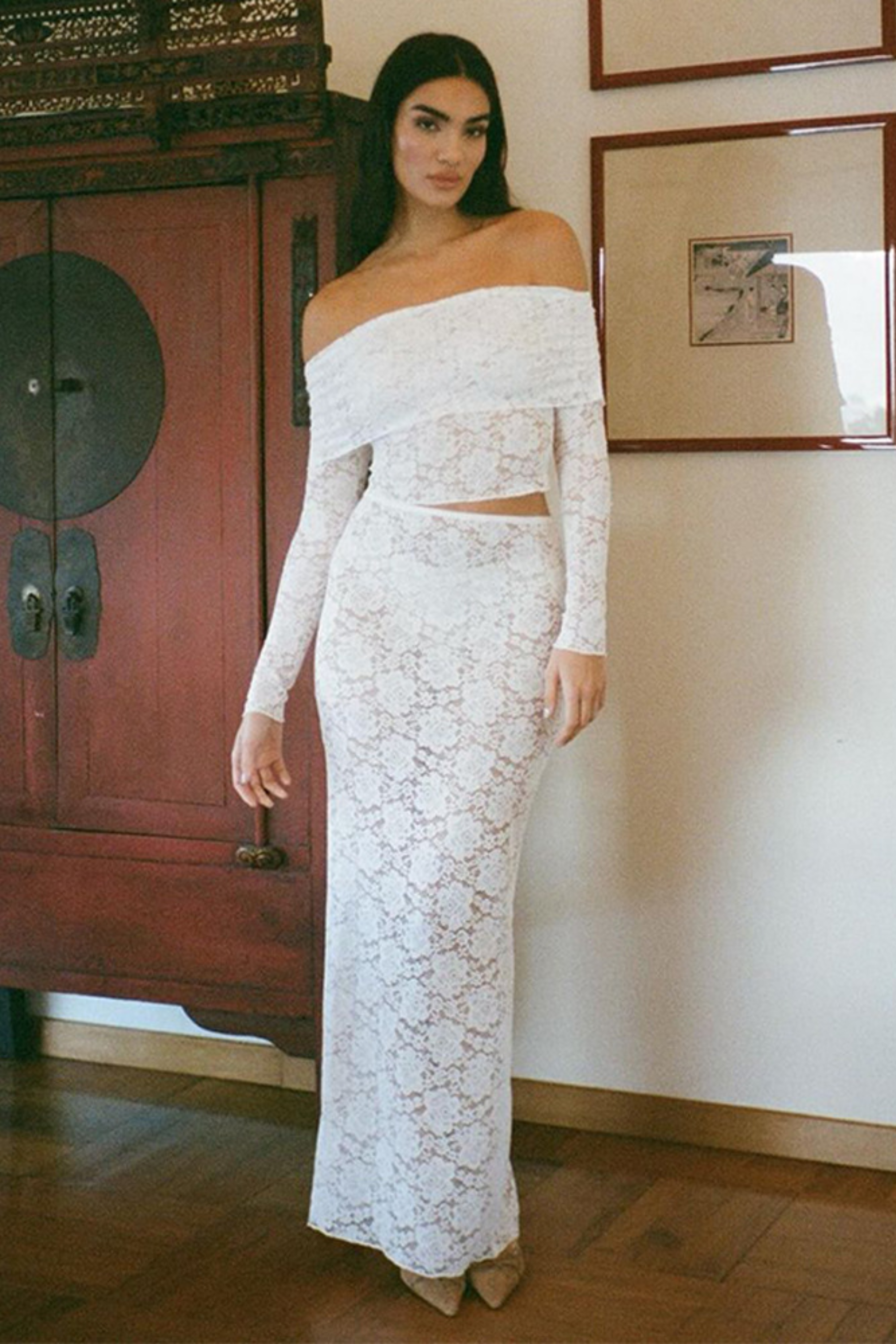 Ivory Lace Maxi Set