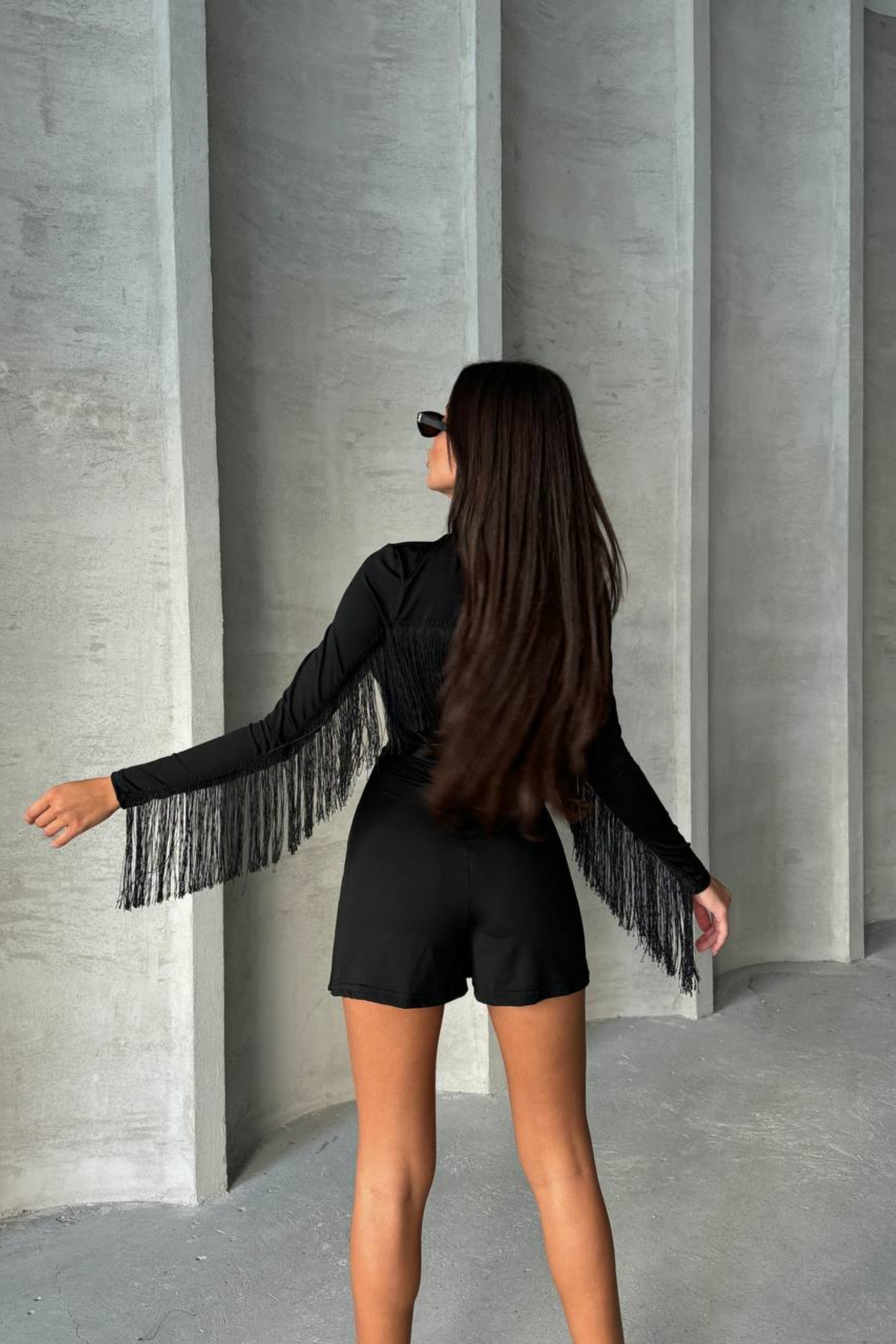 Noir Fringe Bodycon Dress