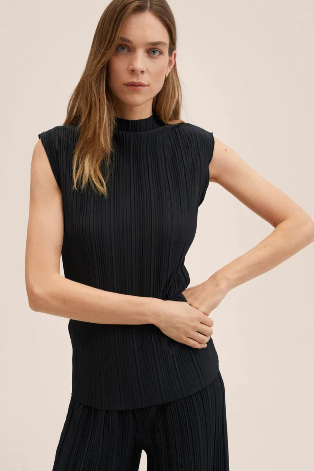 Black Pleated Co Ord Set