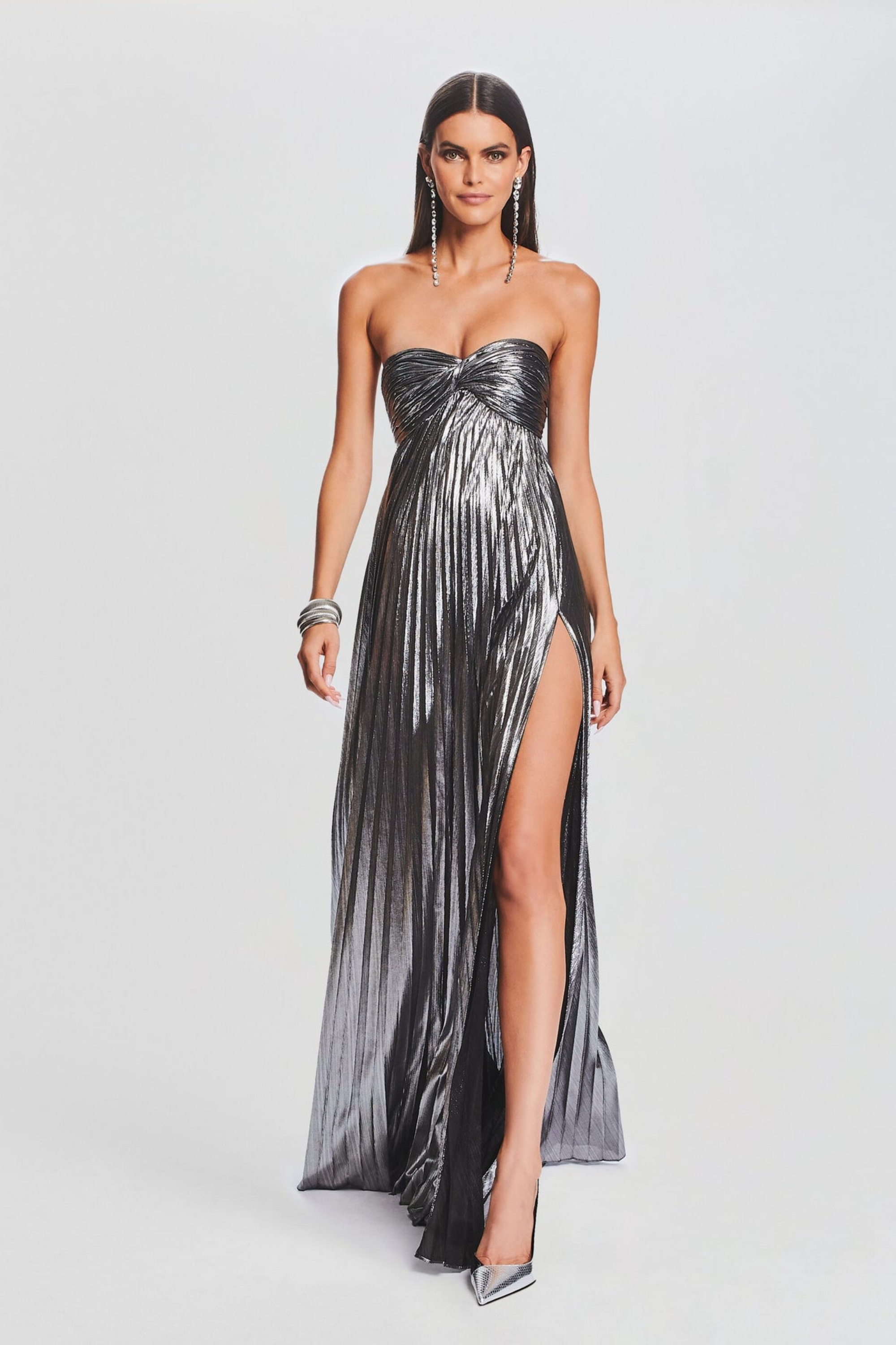 Metallic Strapless Maxi