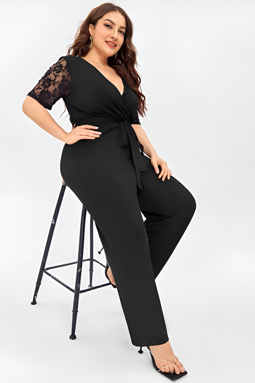 Lace V Neck Jumpsuit