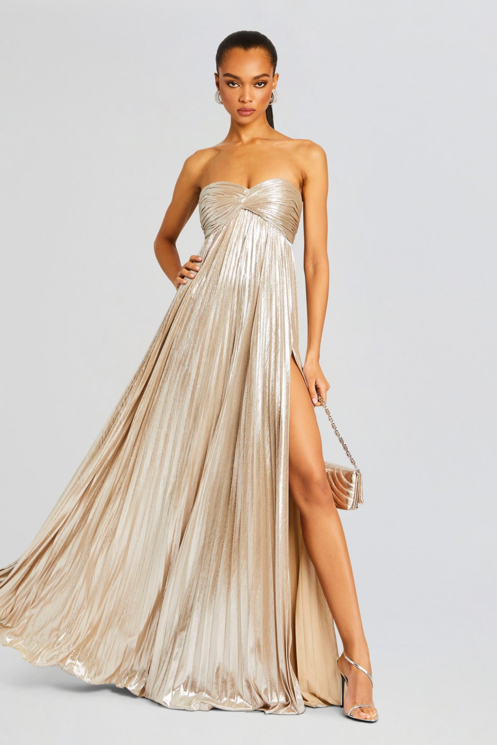 Metallic Strapless Maxi