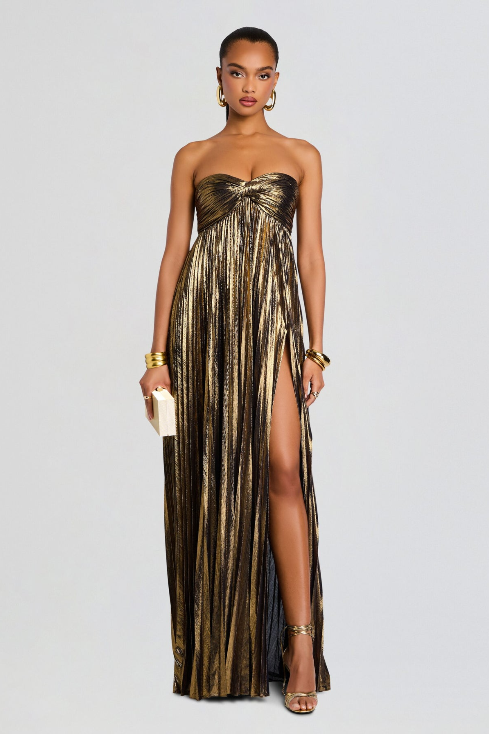 Metallic Strapless Maxi