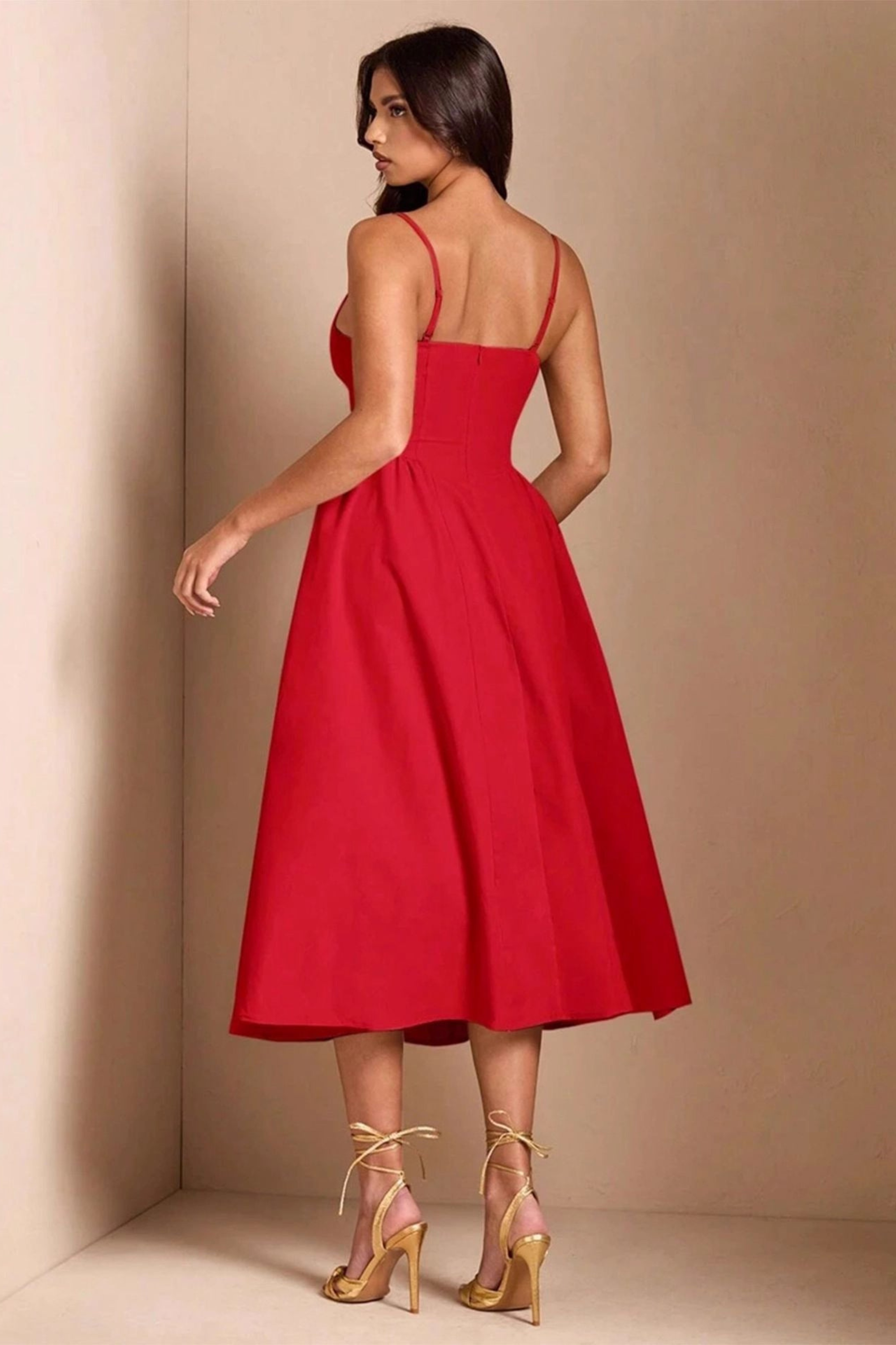Valentina Red Midi Dress