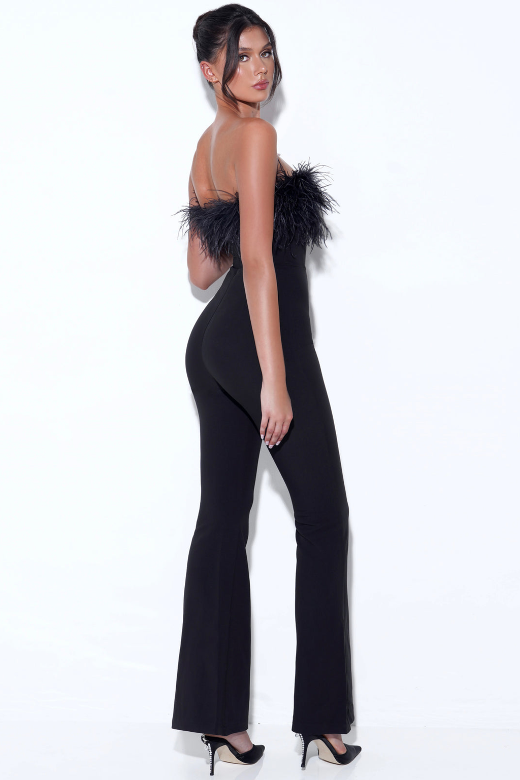 Black Feather Jumpsuit