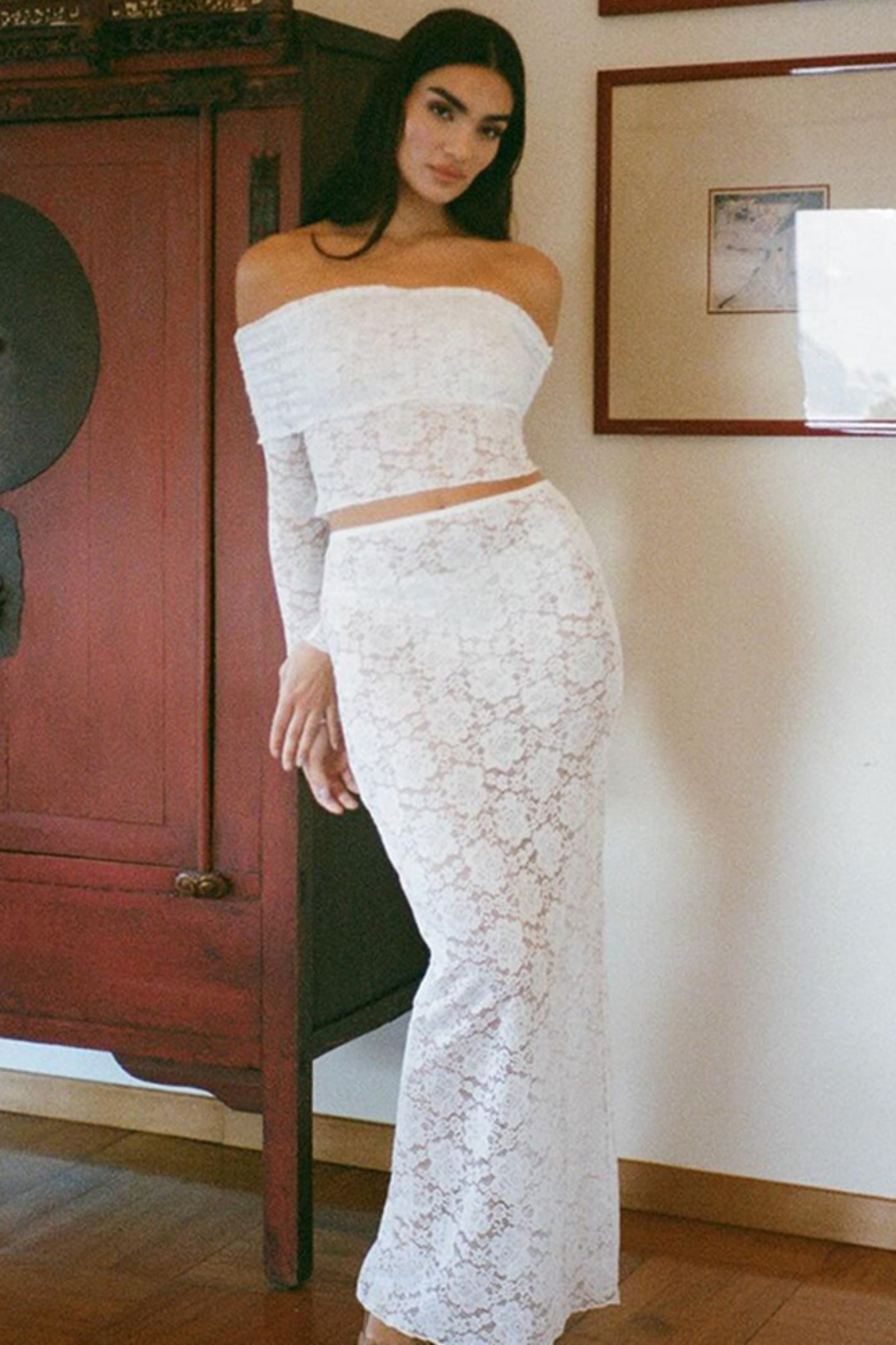 Ivory Lace Maxi Set