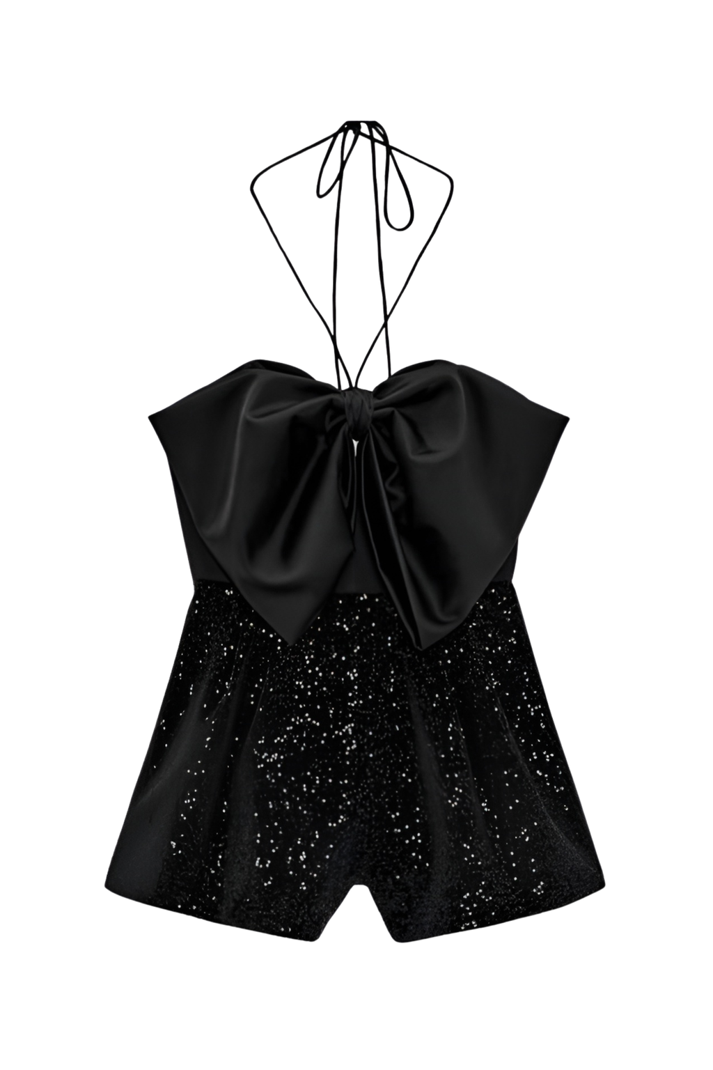 Black Satin Bow Playsuit