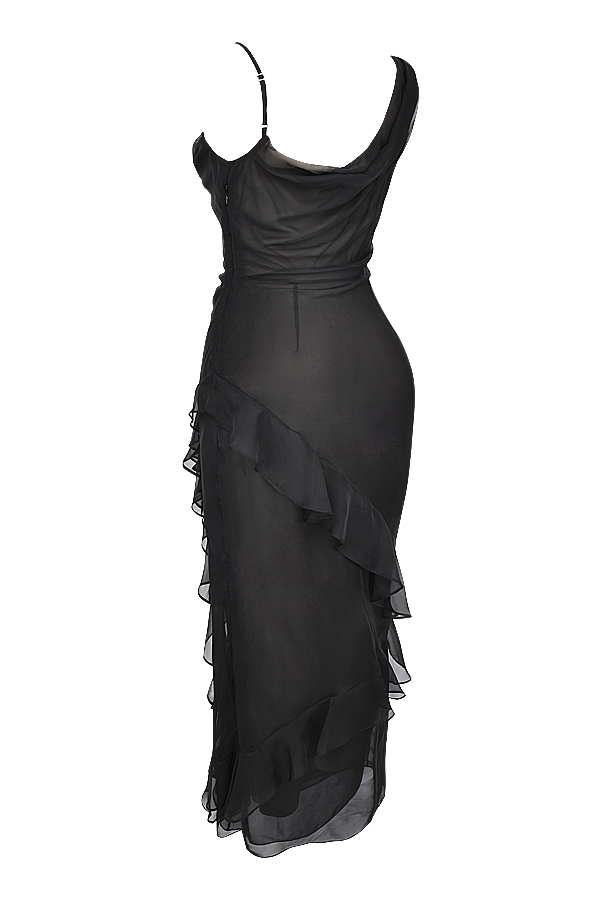Black Ruffle Maxi Dress