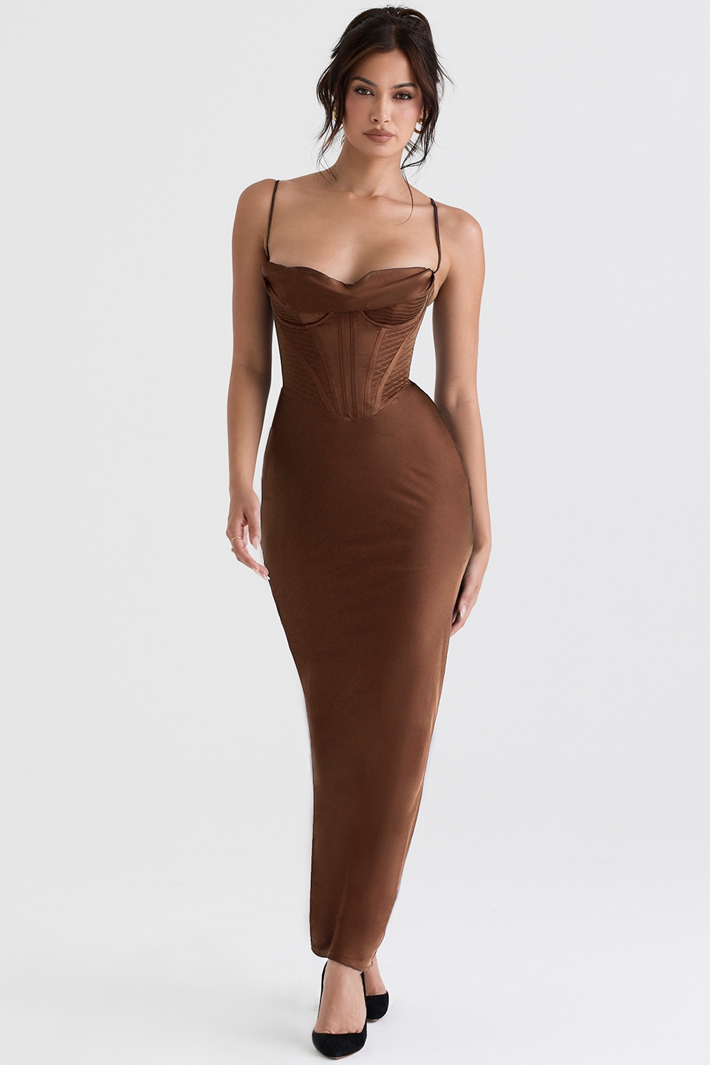 Brown Corset Maxi Dress
