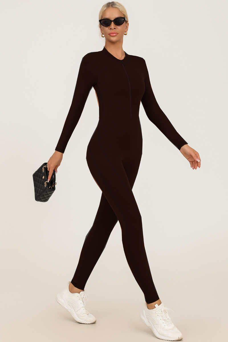 Nude-Feel Zipper Yoga Jumpsuit