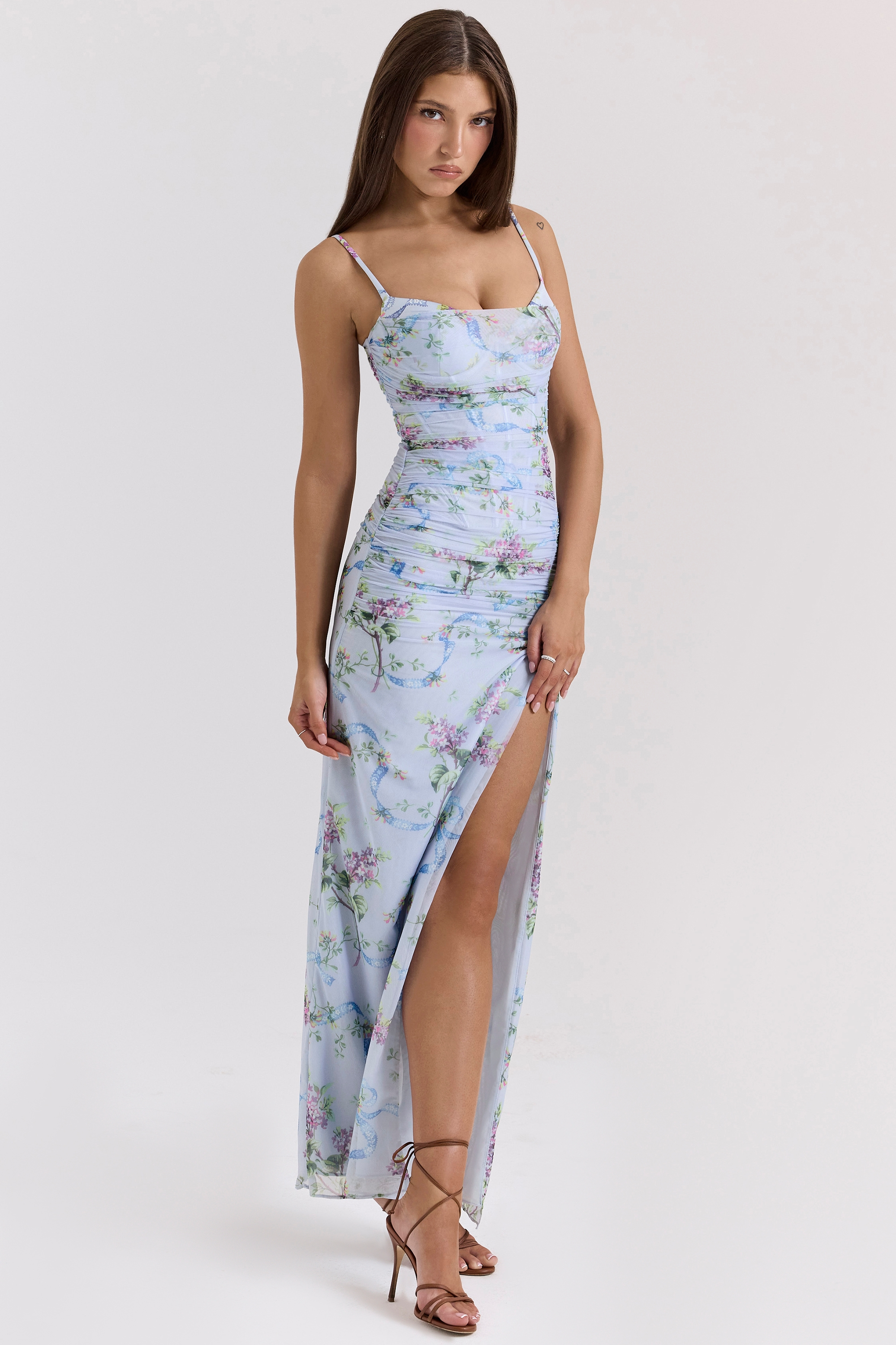 Floral Mesh Maxi Dress