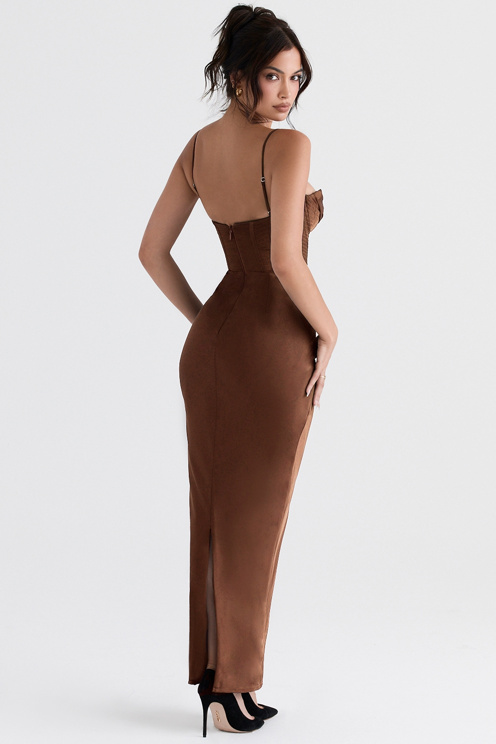 Brown Corset Maxi Dress