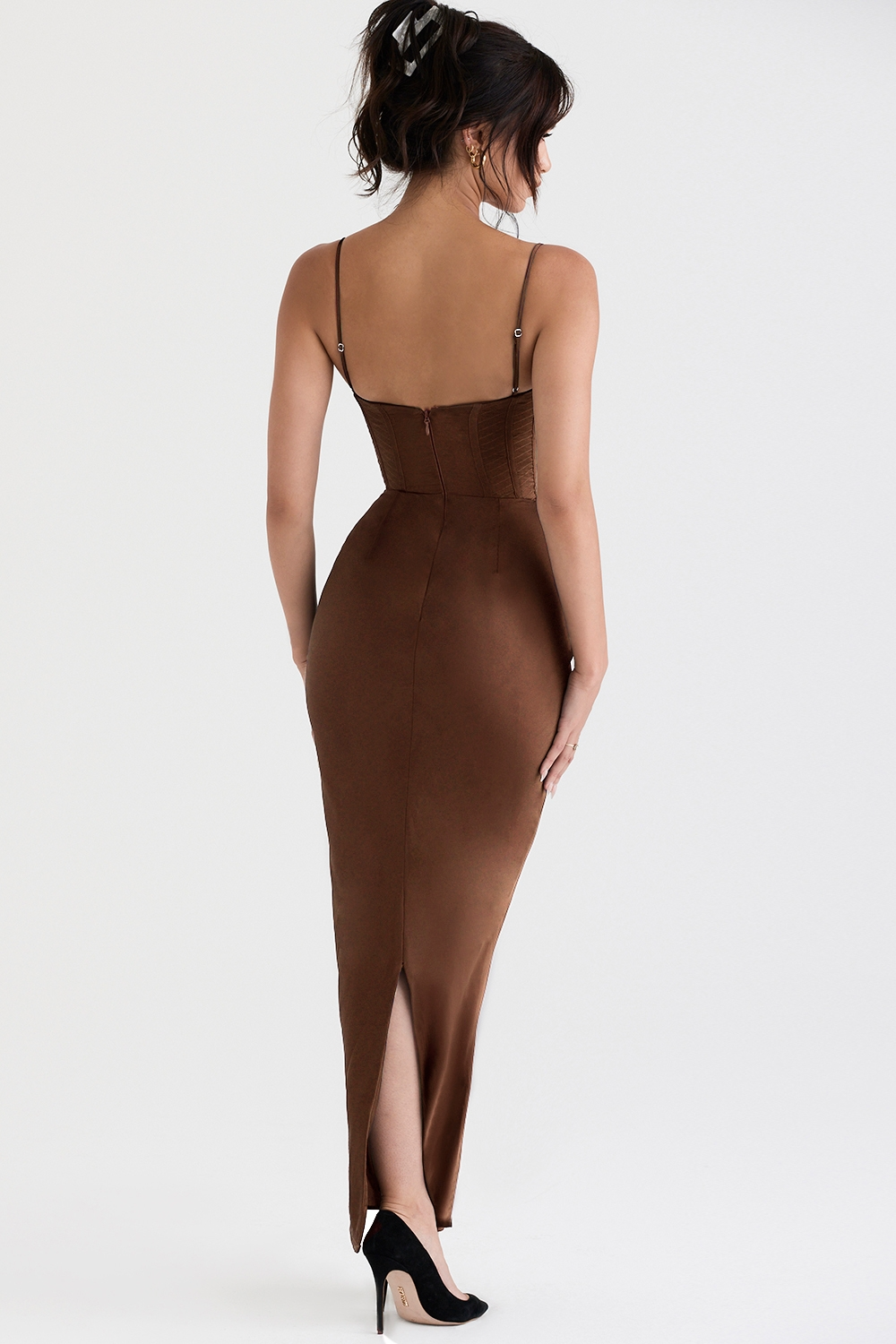 Brown Corset Maxi Dress