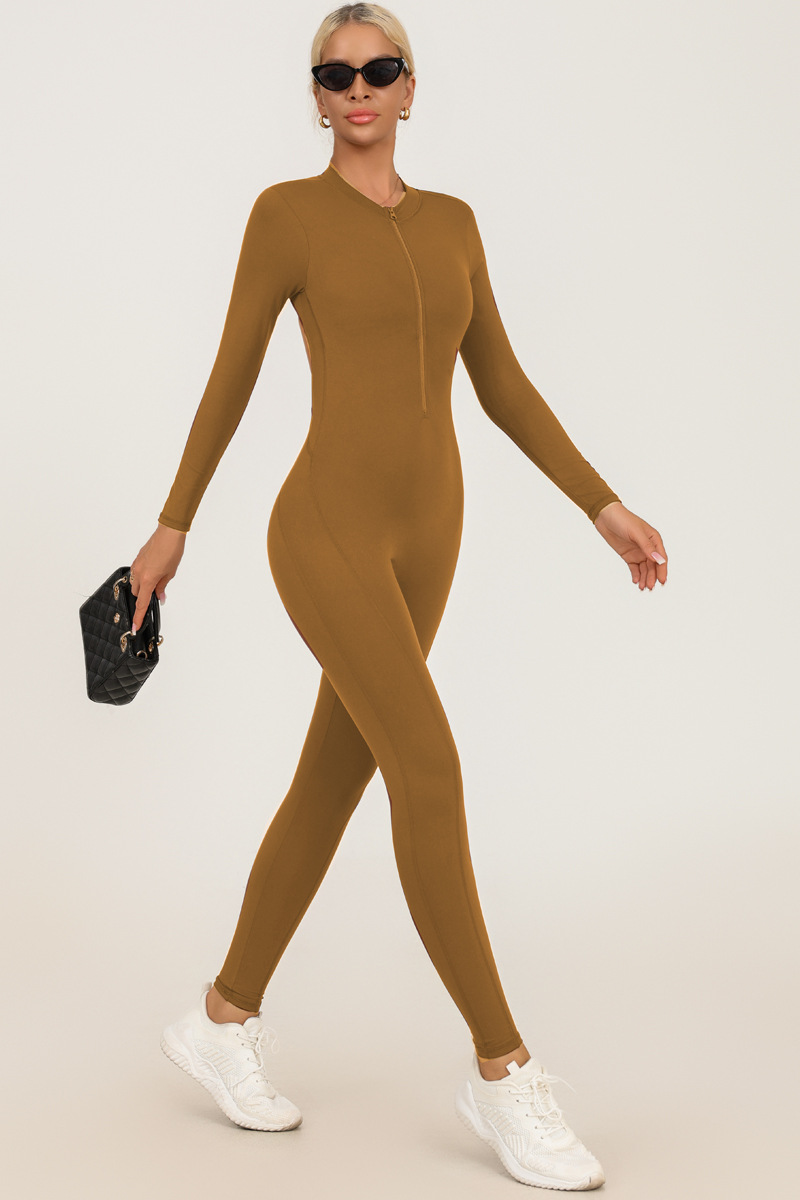 Nude-Feel Zipper Yoga Jumpsuit
