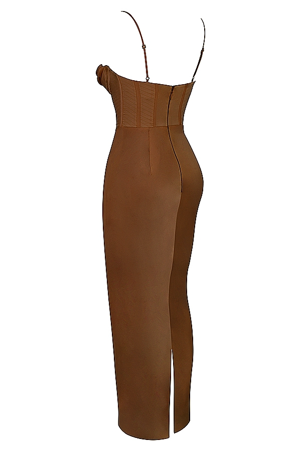 Brown Corset Maxi Dress
