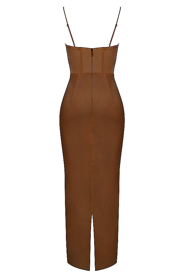 Brown Corset Maxi Dress