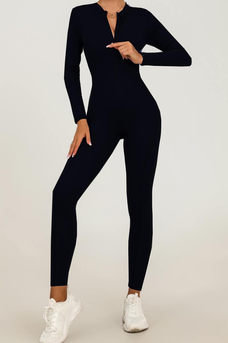 Nude-Feel Zipper Yoga Jumpsuit