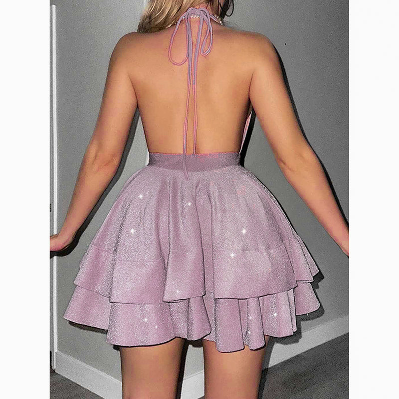 Glam Ruffle Mini Dress–Dresses