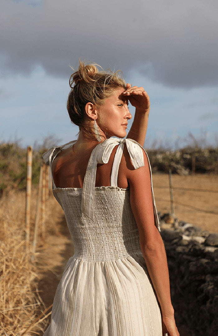 Linen Smocked Jumpsuit–Jumpsuits