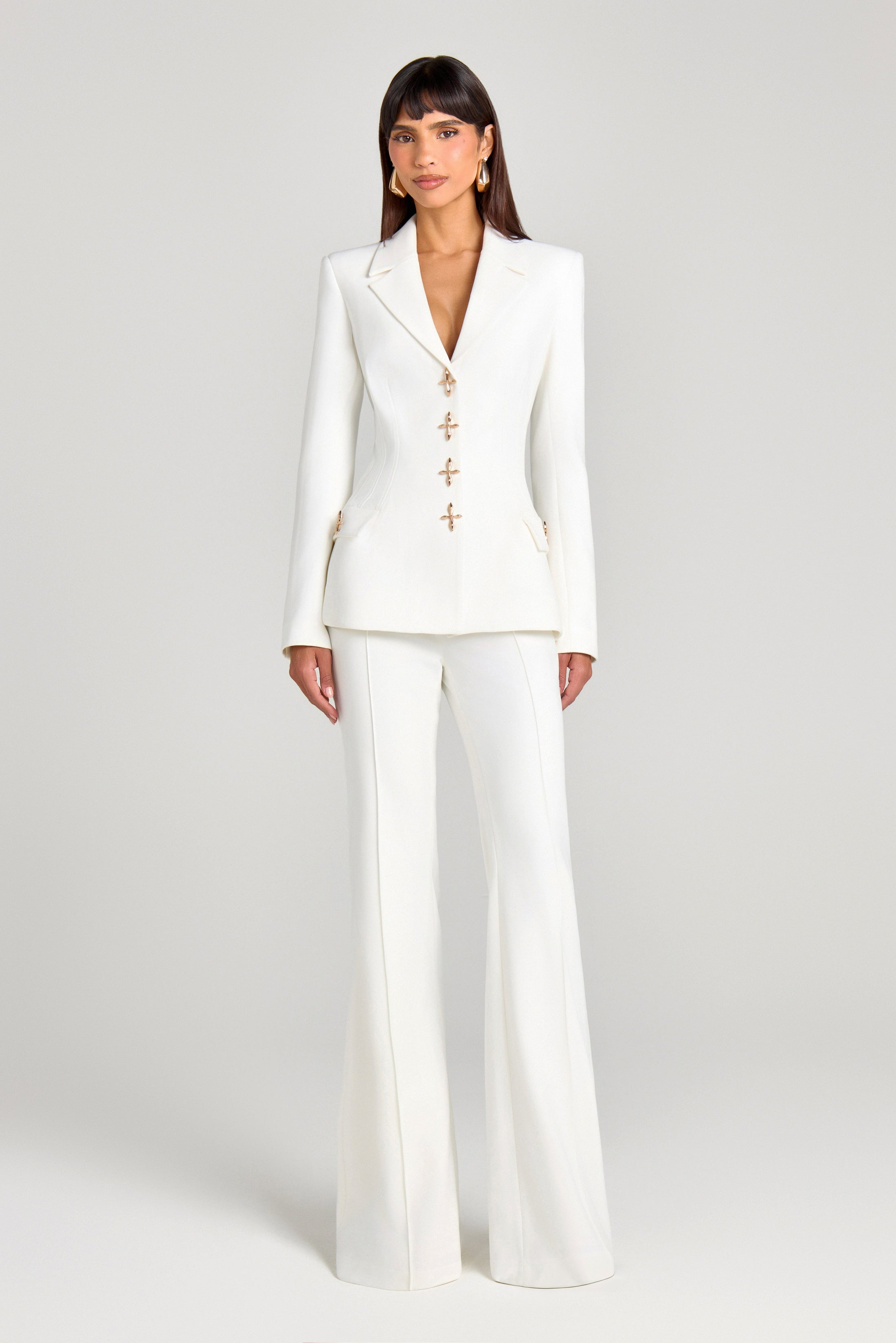 White Tailored Blazer & Trouser Set–Women’s 2-Piece Suit