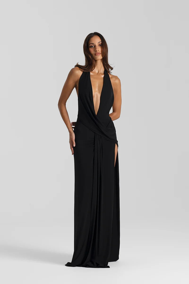 Deep V Slit Dress