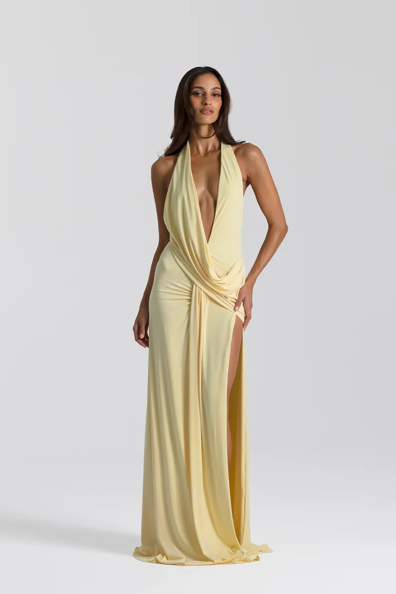 Deep V Slit Dress